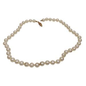 Vintage 7.5-8mm Cultured Freshwater White Pearl Necklace Gold Tone Clasp 16"